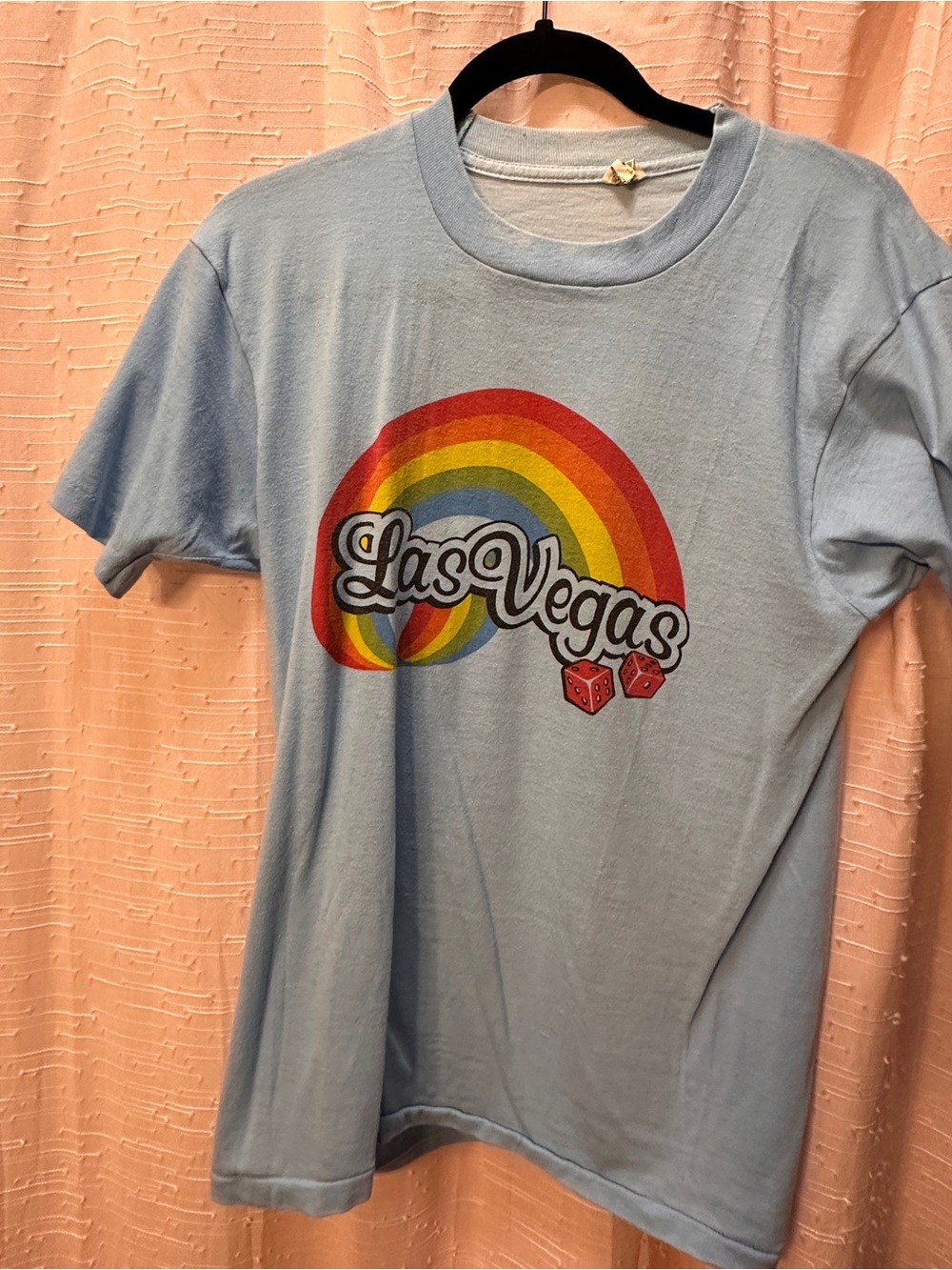80’s Las Vegas Rainbow Graphic Tee - Light Blue